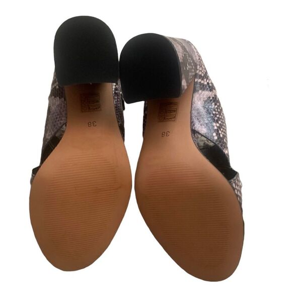 TopShop Brown Embellished Snakeskin Print Block Heel Sandals Size 38 - Picture 13 of 14